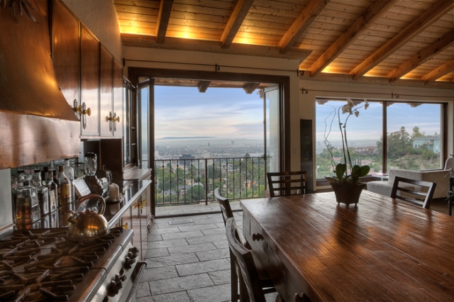 Copper Kitchen at Hollywood Hills Modern House for Rent